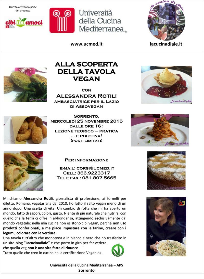 Corso e cena, a Sorrento insieme all'Università della Cucina mediterranea